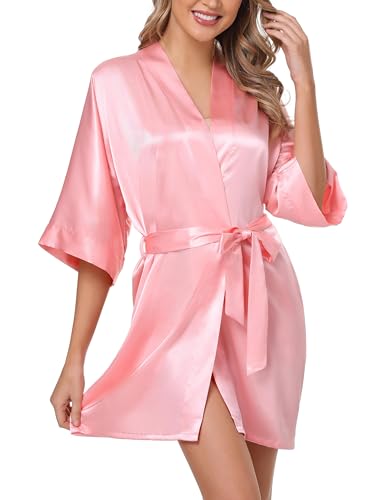Soft Loungewear Silk Robe Wedding Short Satin 19 soft loungewear silk robe - bling pink