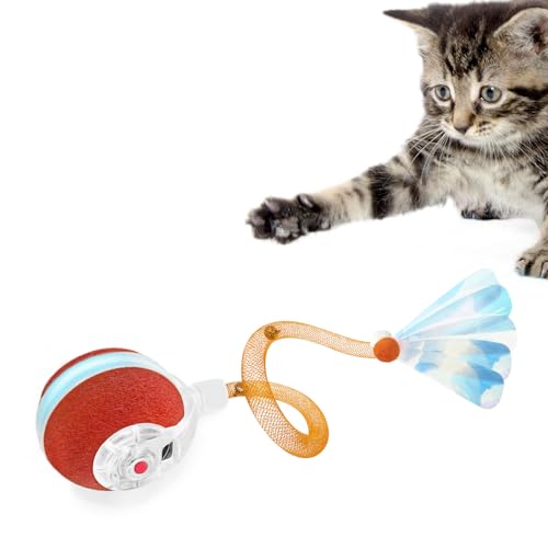 Balle de Jouets interactifs pour Chats d&rsquo;intérieur, La troisième génération de Balle pour Chat Agile et Mobile avec Une Queue en Maille élastique, Jouets automatiques pour Chats/Chatons