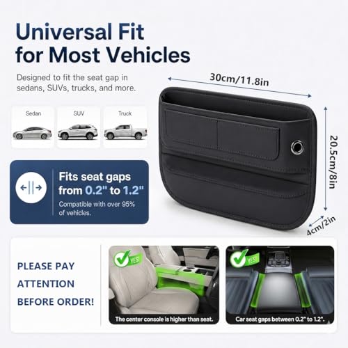 Gap Seat Filler Organizer for Cars,Anti-Slip Seat Gap Filler w/ Card Slots — view 5