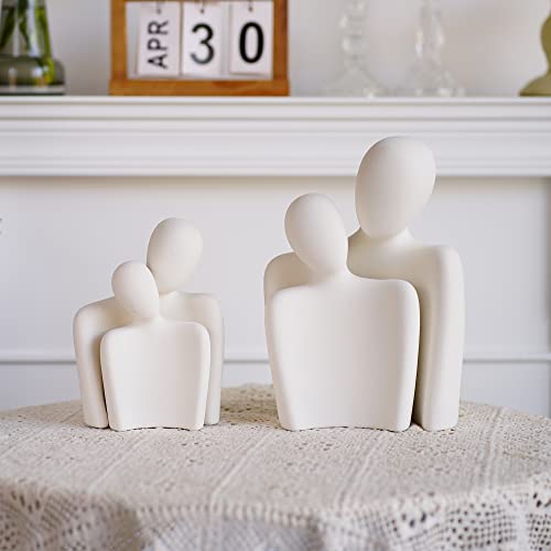 BUTILIVEEN Couple Gifts, Ceramic Couple Sculpture Decor, Anniversary Wedding for Her, Valentines Day Gifts for Wife Husband, Abstract Figure Statue for Home Decoration, Small, White - Image 6