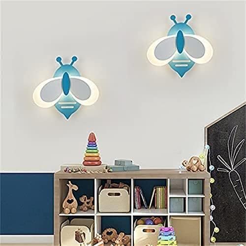 Modern LED Nursery Wall Light - Dimmable Bee Shape Lamp for Kids' Bedroom, 3 Color Temperatures, Creative Indoor Decor for Boys and Girls, Blue Bedside Lighting