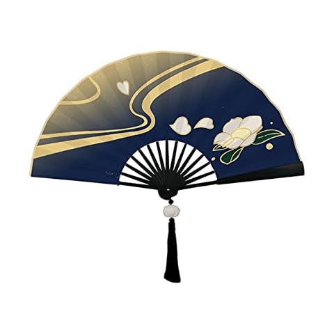 WINDEHAO Genshin Impact Kamisato Ayaka Cosplay Fan Cloth Folding Fan Summer Durable Portable Hand Fan Cosplay Prop Gift (L) Cover
