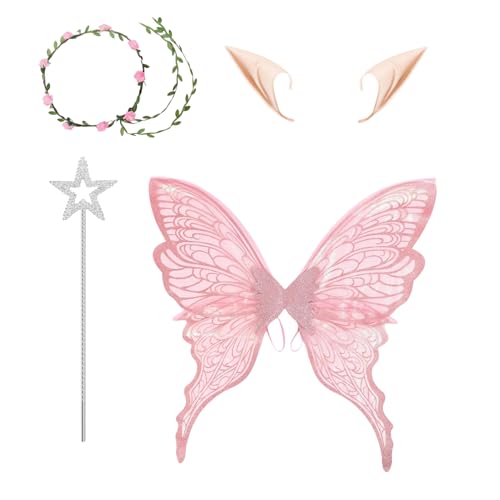 Bkljkf Disfraz de alas de para mujer, disfraz para mujer, disfraz de de, alas de de, accesorio de disfraz, con orejas y para mujeres, niñas, adolescentes