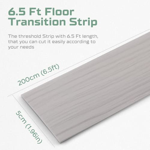 Bestcool Profil de Transition Autoadhésif, 200×5cm Bande de Seuil transition Rail Plat De Compensation Pour Couvrir Les Espaces Entre Les stratifiés, Les Sols en Bois, Les Carreaux(Bois gris)