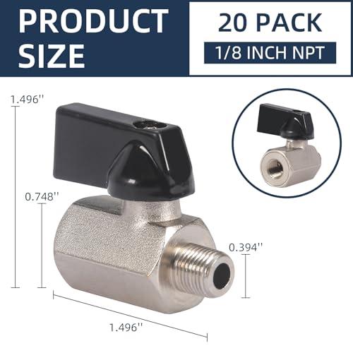 Mini válvula de bola de latón resistente de 1/8 pulg, conexiones roscadas NPT duraderas 3