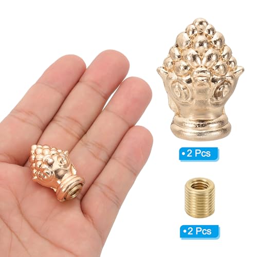 Image of PATIKIL 30 x 20mm Lamp Finials Caps Knob, 2 Set Solid Lamp Shade Top Decoration Screw Cap Nuts with Brass Reducing Adapter for Table Lamps Floor Lamps, Rose Gold Tone