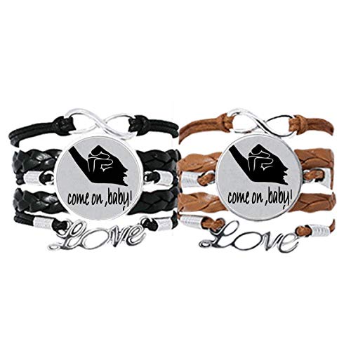 Pulsera pareja de cuerdas de cuero con silueta de seducción para conectar con tu persona especial