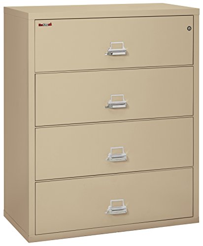 Fireking Fireproof Lateral File Cabinet (4 Drawers, Impact Resistant, Water Resistant), 44" W X 22" D, Parchment, Made In Usa #TOP11