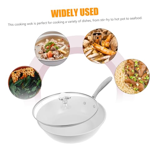 Wok pequeño cerámico antiadherente con tapa miniatura 5