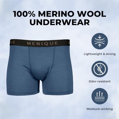 menique Merino Wool Underwear Men’s Boxer Briefs Base Layer for Men Boxer Shorts Soft Breathable Odor-Free Underwear for Men4