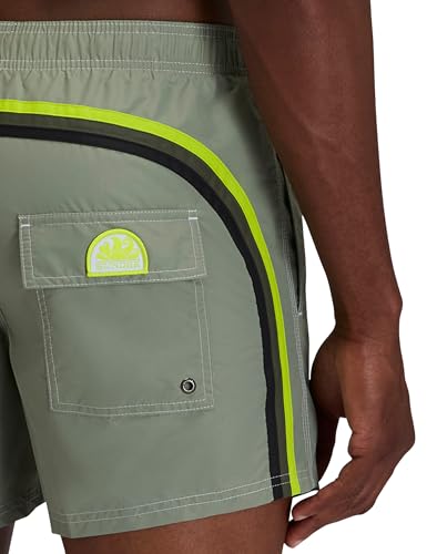 SUNDEK Herren M504Bdta100 Elastische Taille 14 Zoll Boardshort Farbe Koralle Turbo 01, 14905 - Ar.green 05, L