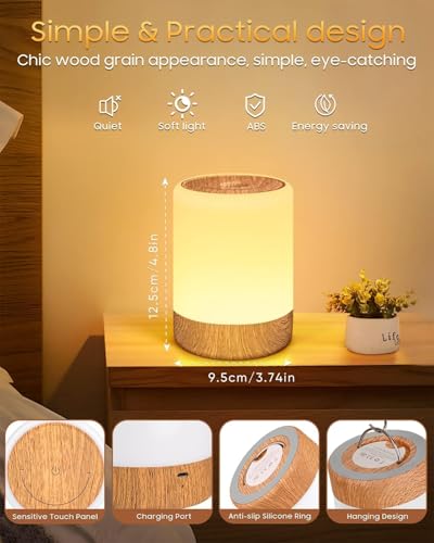 MEDE Night Light Kids Bedroom Touch Lamps Bedside Dimmable,Smart LED Night Light Baby with RGB Changing & Memory,USB Rechargeable Bedside Table Lamp Portable Nightlight for Newborn Breastfeeding - Image 6