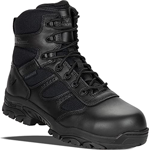 Thorogood Deuce 6” Waterproof Side-Zip Black Tactical Boots for Men and Women with Full-Grain Leather, Soft Toe, and Slip-Resistant Outsole; BBP & EH Rated3