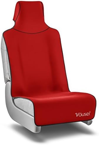 Waterproof Car Seat Cover Durable Neoprene by Vauser TM - Universal Fit Non-Slip SurpreneTM Base - Sports Yoga Cross-fit Gym Beach Sweat & Dog Auto Seat Protector - Quality Craftsmanship (Red)