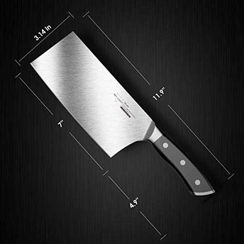 SKY LIGHT Cleaver Knife, 7 Inch Butchers Knife German High Carbon Stainless Steel Kitchen Meat Chopper Razor Shape Chef’s Knives with Ergonomic Handle