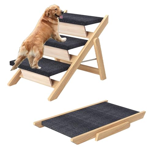 折りたたみ式犬用スロープ、ポータブルペット用スロープ、ハイベッド付き滑り止めペット用階段 木製、調節可能なペット用スロープ階段、多目的ペット用スロープ、軽量犬用階段、猫、ソファ、車用の耐久性のある犬用スロープ,3層