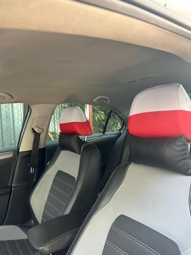 Polen Auto-Fan-Set 6-teilig | 2x Flagge | 2x Kopfstützenfahne | 2x Außenspiegel-Fahne Polska EM Fussball Flagge