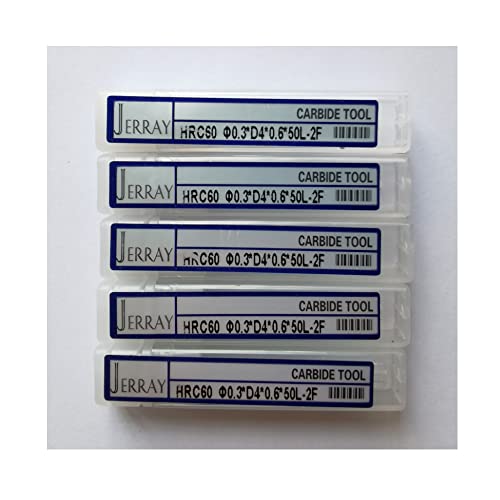 Image of 5pcs 0.3mm Cutting Tools HRC60 2 Flutes Micro Grain Tungsten Carbide Flat End Mill CNC Milling Cutters Router Bits