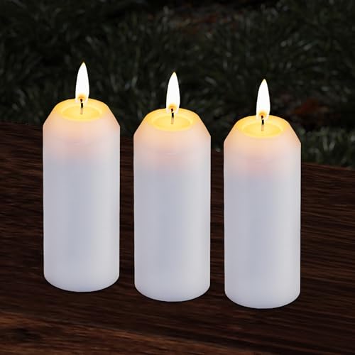 3Pack Emergency Candles for Power Outages, 15H White Candle, 3" Unscented | Long-burning survival pillar candles for outage[18H+ in camping lanterns], for hurricane prep, backup lighting, 3.1" x 1.3"