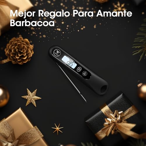 DOQAUS Termometro Cocina Digital de Lectura Instantánea de 3s, Termómetro Alimentos con Plegable Sonda Larga, Termometro Carne con Pantalla LCD para Carne, BBQ, Comida, Liquidos, Aceite, Agua