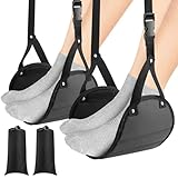 2-Pack Airplane Foot Hammock for Plane Travel – Adjustable Leg Rest Foot Hammock with Metal Buckles – Lightweight Travel Foot Rest for Airplane, Train, Bus and Car