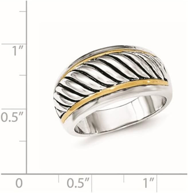 Two Tone Sterling Silver Antiqued Ring - Image 3