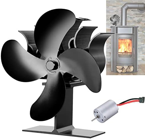 Wood Stove Fan 4 Blades Silent Operation Wood/Log Burner/Fireplace- Color Black