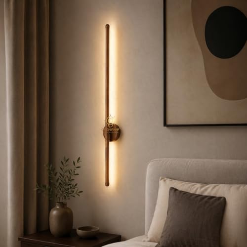 Image of Glowave Modern Wooden LED Wall Light for Bedroom, Living Room & Bedside - Tricolour (Warm White, White, Natural White) - 600MM - Wood Finish