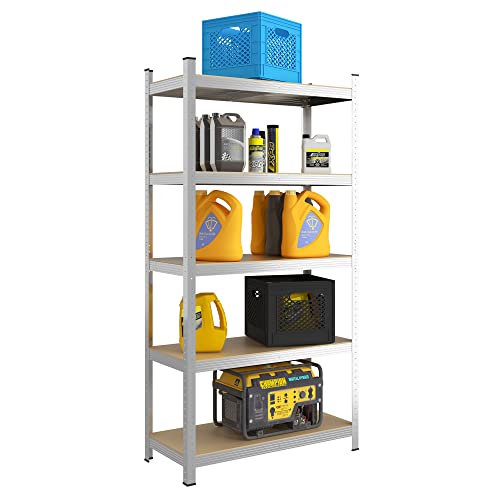 Beestmueble 5-Tier Storage Shelves Adjustable Garage Storage Shelving, Metal Storage Shelves Units, Storage Utility Rack, Metal Shelves Rack For Warehouse Kitchen, 35" X 16" X 71", Silver #TOP19