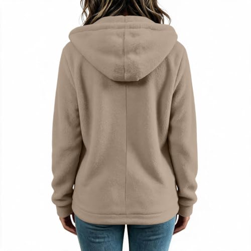 YRAETENM Womens Fleece Coat Teddy Mid‑Length Outerwear - image 5
