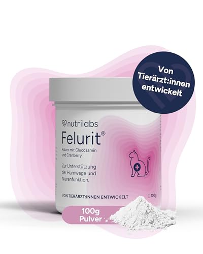 NutriLabs Felurit Polvo para Gatos 100 g – Complemento alimenticio con glucosamina, D-manosa, Concentrado de arándano, etc. – Productos Esenciales para la Salud de los Gatos
