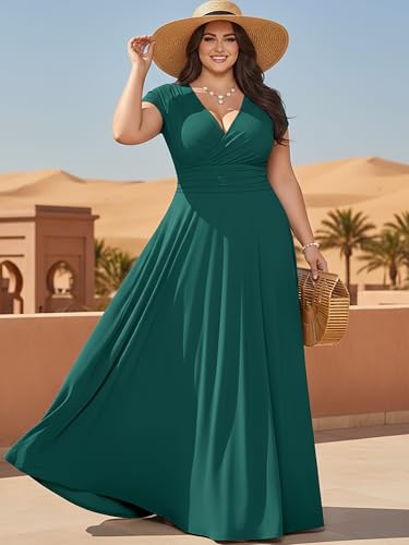 Image of KOH KOH Womens Sexy Cap Short Sleeve V-Neck Flowy Cocktail Gown