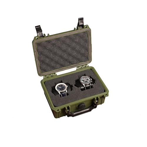 Image of MEIJIA IP67 waterproof hard compact case,Customizable Fit Foam,8.12 inchx6.56 inchx 3.56 inch,Fit Use of Drones, Cameras,Equipments,lens (Green)