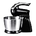 Knetmaschine Küchenmaschine 3 Liter Kompakter 6-Gang 300 Watt Standmixer Beinhaltet Edelstahlschale, 2X Schläger, 2X Teighaken, Für Küche Backen Kuchen Eiercreme,Schwarz