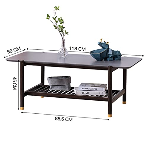 Table basse rectangulaire grise double couche pour ranger vos télécommandes - 4