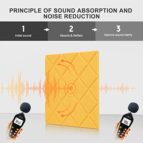 Kuchoow Pacote com 12 painéis de parede à prova de som, autoadesivos, painéis acústicos, painéis de