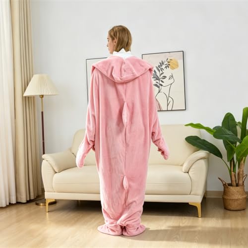 Image of Pink Shark Blanket Shark Sleeping Bag Shark Onesie Cosplay Shark Costume Shark Gifts(Pink Shark,S Fit for Height 4'5 inch-4'9 inch)