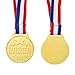Juvale Medals for Awards & Trophies - Award Ribbons & Prizes for Adults - 12 Pack, 1.5-Inch Gold Olympic Style with Red, White & Blue Neck Ribbons - Participation & Winner Medals for Kids