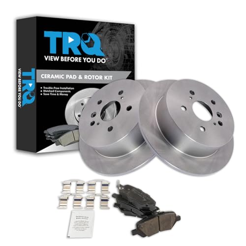Image of TRQ Rear Ceramic Brake Pad and Rotor Set Compatible with 2009-2015 Toyota Venza