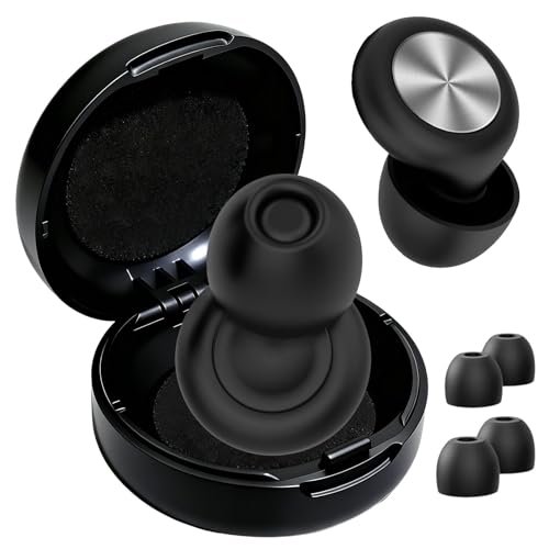 Tapones Oídos Ruido Dormir, Tapones para Dormir Anti Ronquidos y Conciertos, Tapones para Oídos Reutilizables, Ideales para Músicos, DJs, Dormir y Ambientes Ruidosos(Plata + negro)