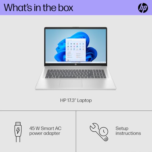 Image of HP 17 Touchscreen Laptop, Intel Core i7-1355U (10 Cores Up to 5.00 GHz) | 16 GB RAM 2 TB SSD, 17.3 inch HD+ Anti Glare IPS Display Laptop Computer, Wi-Fi 6, Numeric Keypad, Windows 11 Pro - Silver