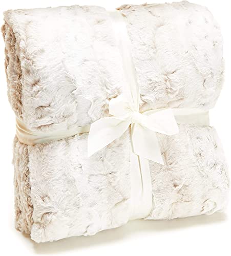 Outrageously Soft Throw Blanket - Ultra Plush Minky Faux Fur Blanket - Oversized 60 x 80 Inches - Tan