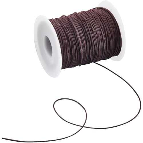 SUNNYCLUE 1 Rouleau de Cordon Élastique en Polyester de 109 mètres/100 m Cordon Extensible de 0.8mm Cordons de Couture de Perles Marron Coco avec Bobine de...