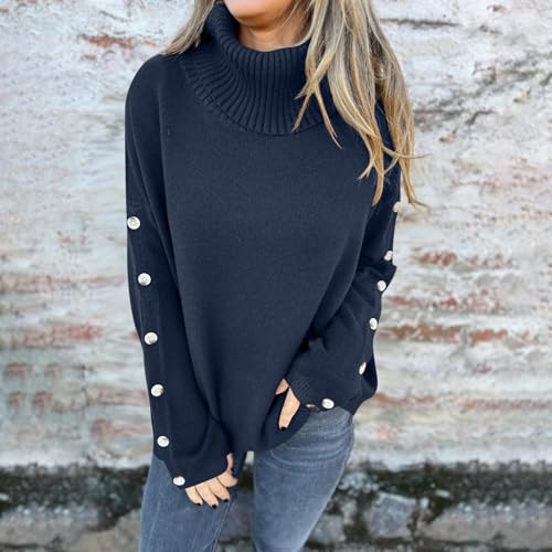 Fall Sweaters for Women Turtleneck Ribbed Long Sleeve Casual Loose Knit Pullover Tops Fashion Winter Clothes3