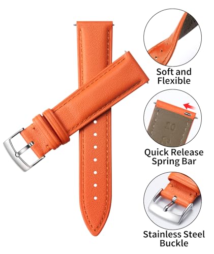Image of BINLUN Leather Watch Bands Quick Release Premium Calfskin Replacement Watch Strap Multicolors Watchbands for Men Women 12mm 14mm 16mm 18mm 19mm 20mm 21mm 22mm