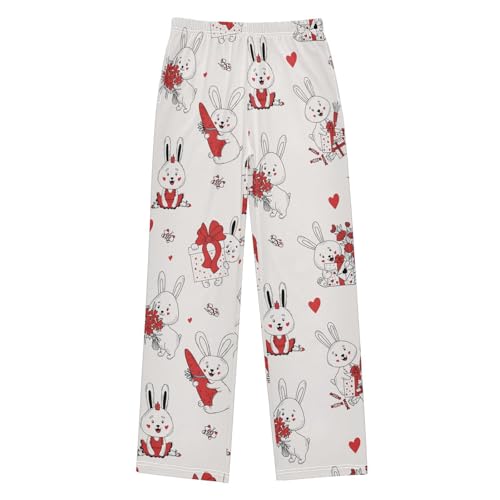 Sweet Love Bunny Boys Long Pants Soft Trousers Elastic Waist Kids Lounge Bottoms with Pockets S-XL