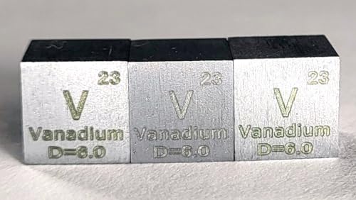 Image of 0.39 inch 10mm Vanadium Metal Cube V up to 99.9% Pure Periodic Table Element Engraved Density Collection Science Education Display Block Cube + Acrylic Case Box - 1PC