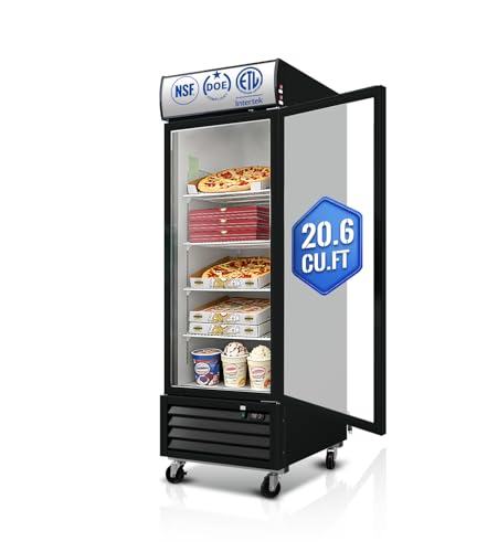 27' Commercial Display Freezer Upright, 20.6 Cu.ft Merchandiser Freezer with Triple-Pane Glass Door,...