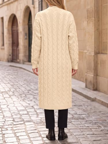 Image of Womens Long Sleeve Cardigan Sweaters Oversized Open Front Maxi Coat | Trendy Casual,Lapel,Knitted Coatigan,Soft Warm,Overcoat Pocket,2026 Fall Winter,Work Office,Going Out