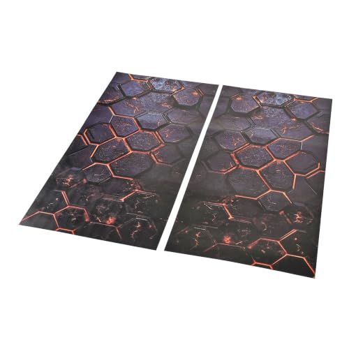 Image of Blueshyhall 2PCS Car B-Pillar Vinyl Decals, Lava Orange Honeycomb Personalized Vehicle Door Pillar Sticker, HD Printed PET Waterproof Sun Protection Scratch Cover
